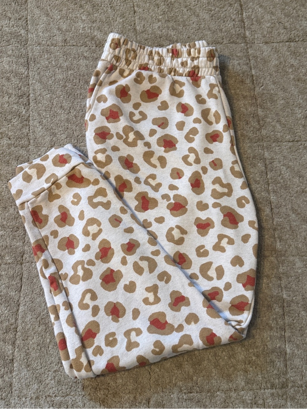 Women’s Beige & Tan Leopard Print Jogger Pants